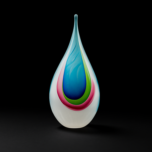 Hand Blown Teardrop Multicolor Art Ornament
