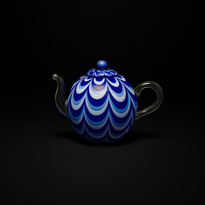 Small Blue Swirl Artisan Glass Teapot