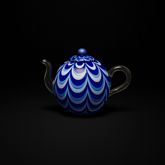 Small Blue Swirl Artisan Glass Teapot