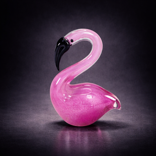 Handcrafted Pretty in Pink Flamingo Glass Sculpture
