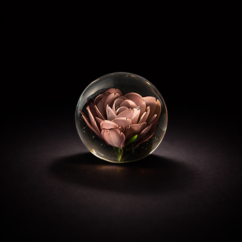Blush Bloom Small Glass Rose Paperweight