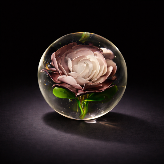 Eternal Bloom Rose Art Glass Paperweight