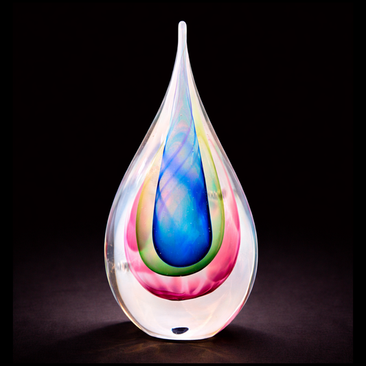 Hand Blown Teardrop Multicolor Art Ornament