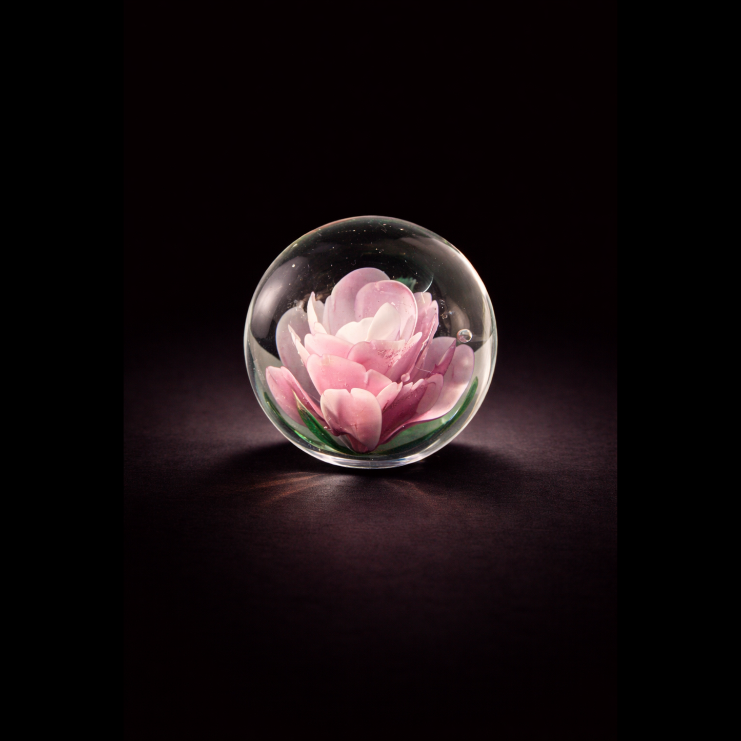 Powder Pink Bloom Glass Rose Paperweight, Small
