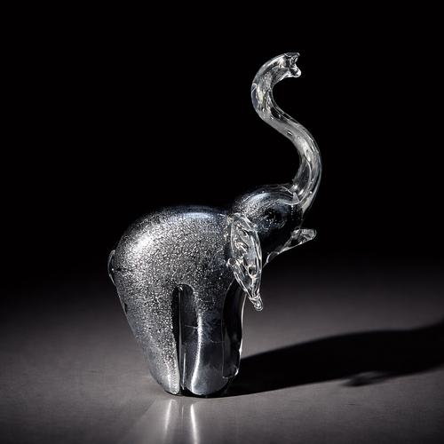 Silver Flake Glass Elephant