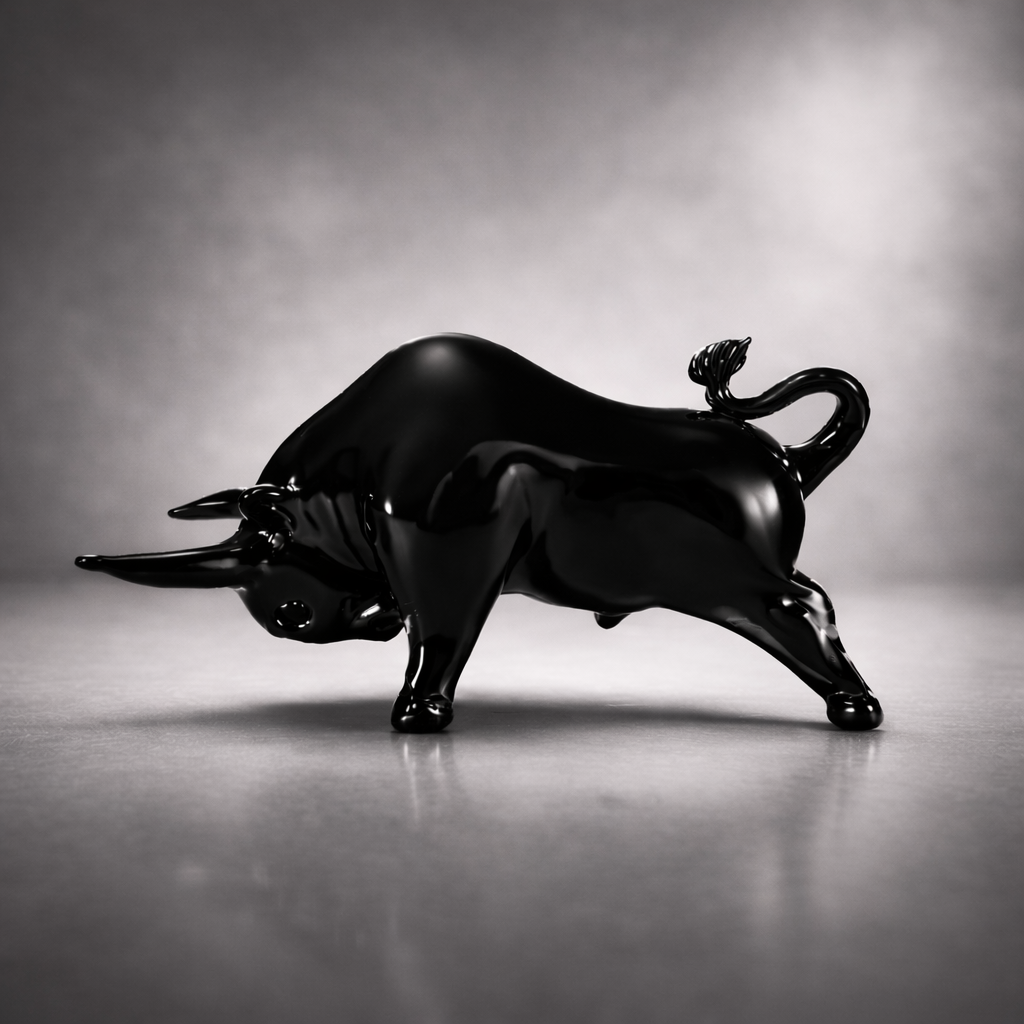 Artisan Glass Onyx Bull Sculpture