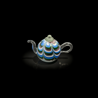 Exquisite Small Multi-Color Swirl Glass Teapot