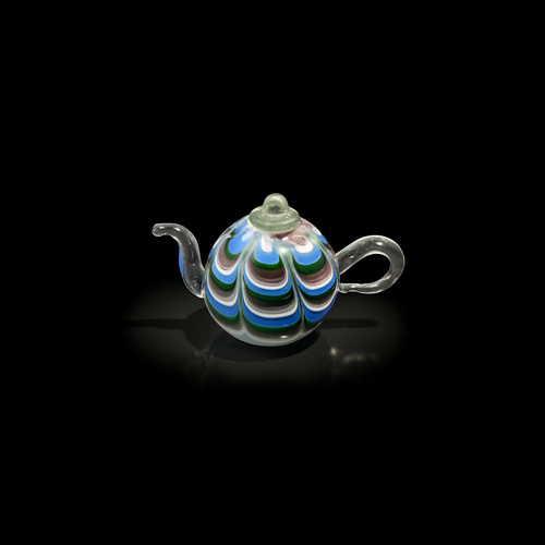 Exquisite Small Multi-Color Swirl Glass Teapot