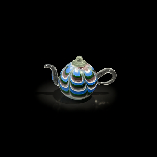 Exquisite Small Multi-Color Swirl Glass Teapot