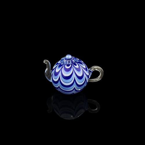 Small Blue Swirl Artisan Glass Teapot