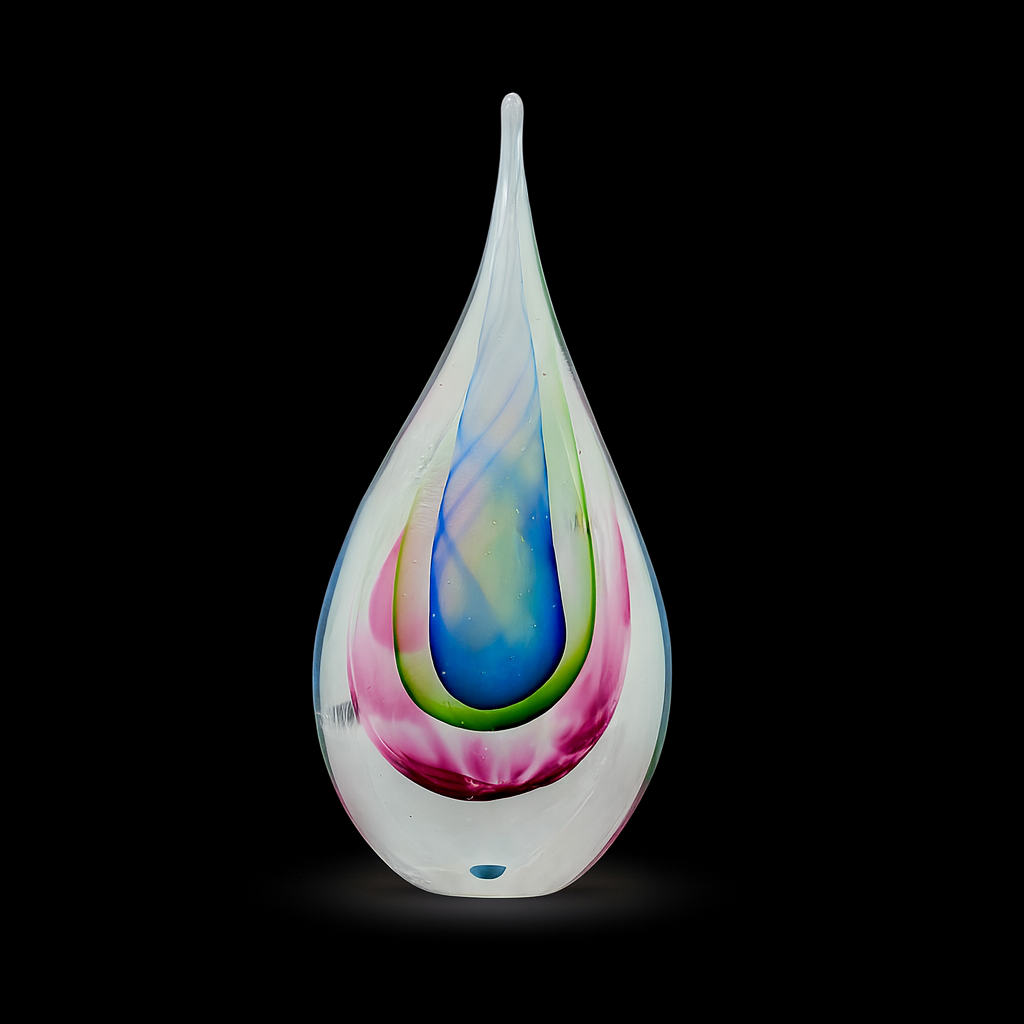 Hand Blown Teardrop Multicolor Art Ornament