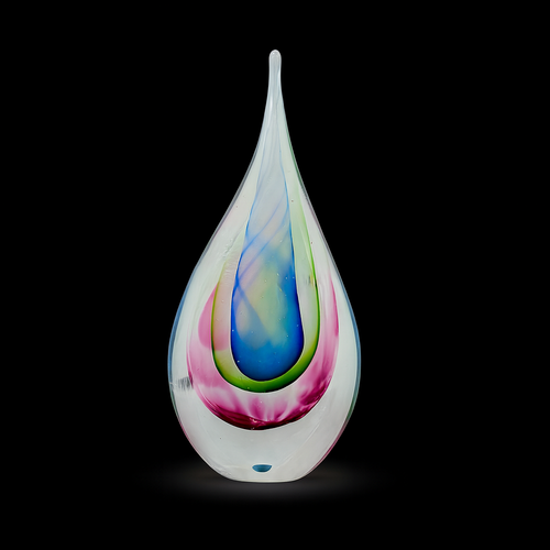 Hand Blown Teardrop Multicolor Art Ornament