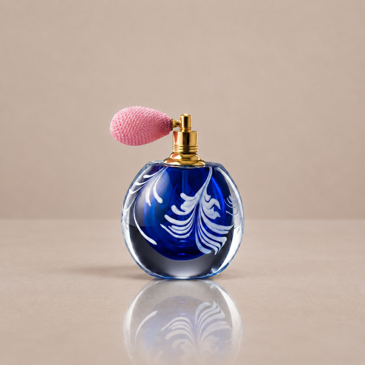 Sapphire Feather Glass Perfume Bottle