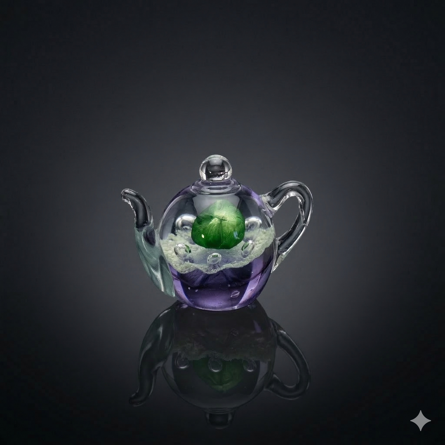 Emerald Bloom Glass Teapot