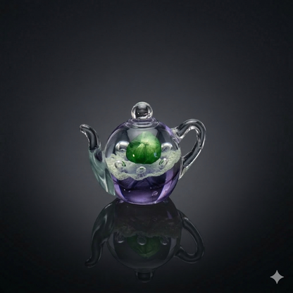 Emerald Bloom Glass Teapot