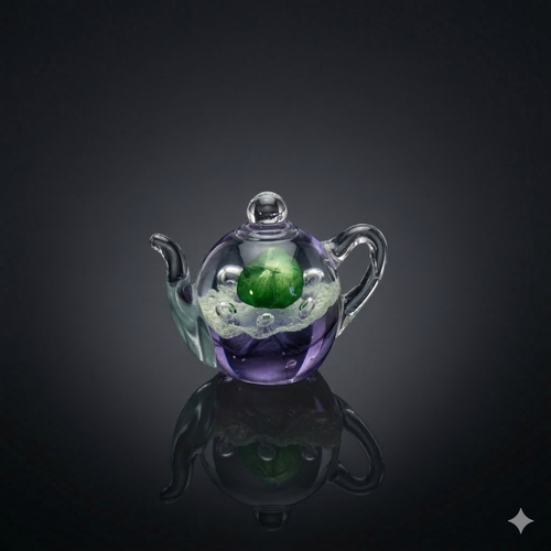 Emerald Bloom Glass Teapot