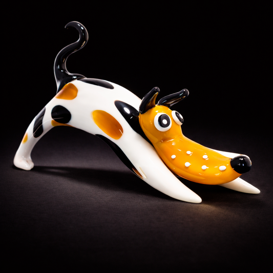 Amber Meadow Pup Handcrafted Art Glass Dog Figurine