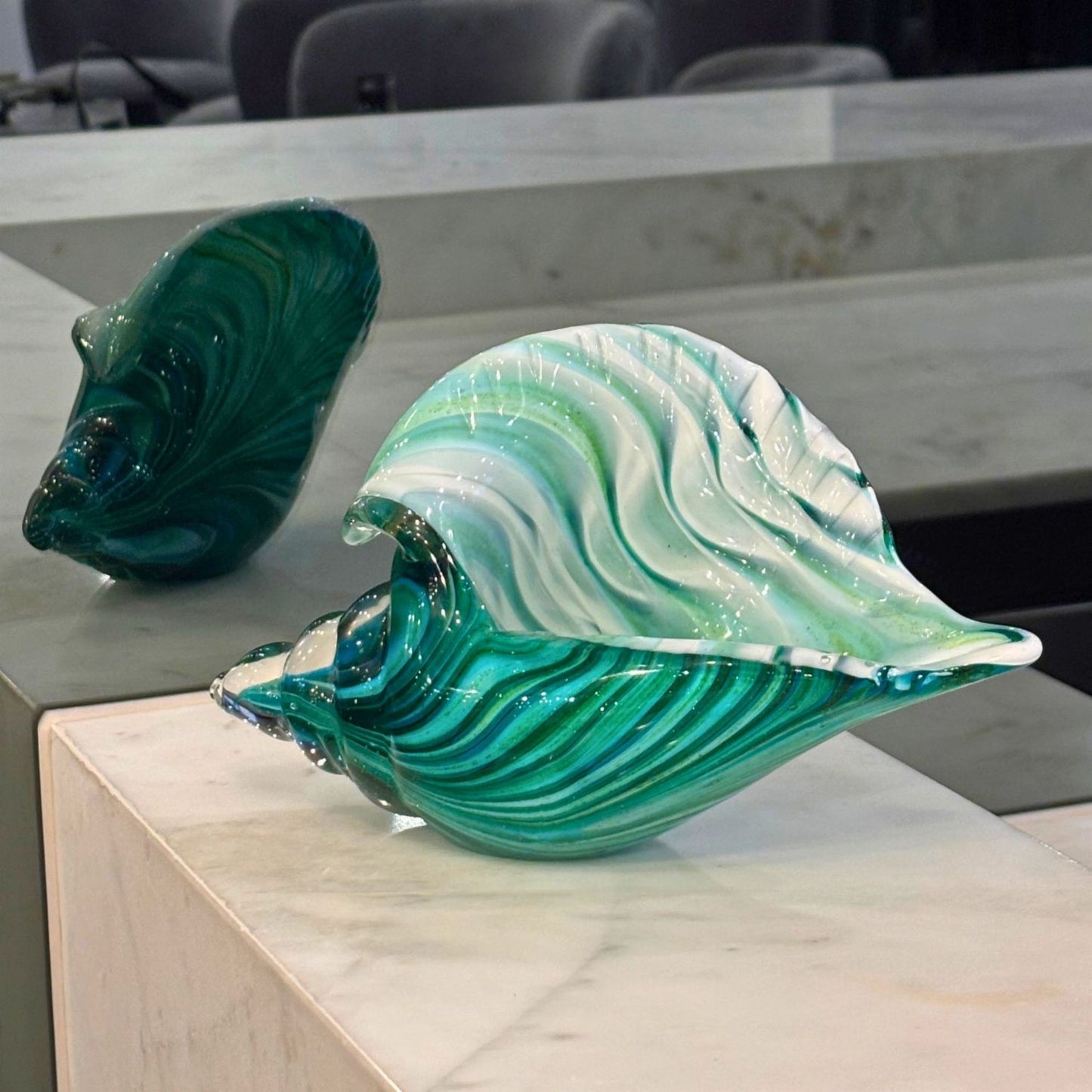 Emerald Seafoam Conch Seashell