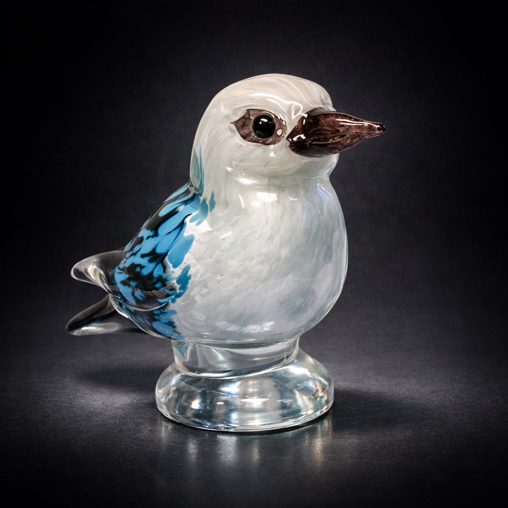 Handblown Glass Kookaburra Sculpture, Australian Wildlife Art Decor