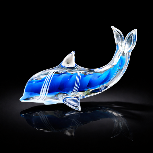 Azure Tide Dolphin Art Glass Sculpture