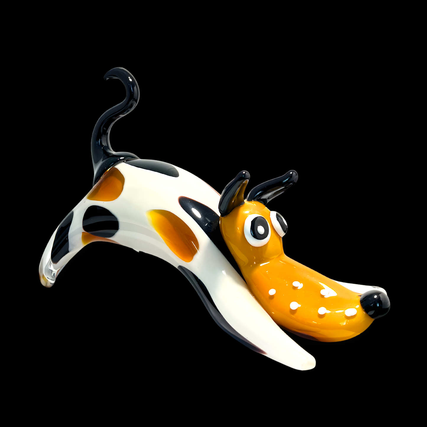 Amber Meadow Pup Handcrafted Art Glass Dog Figurine