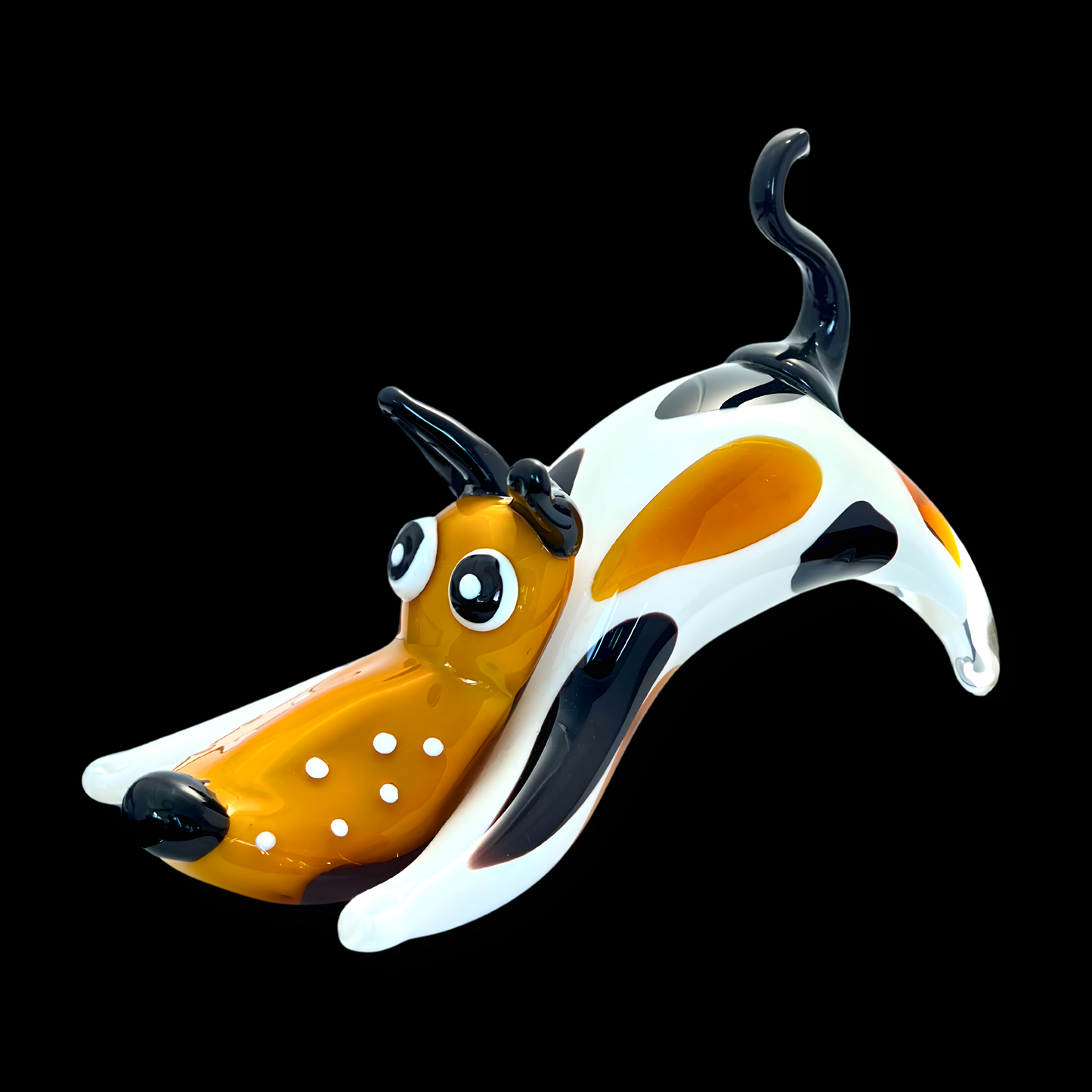 Amber Meadow Pup Handcrafted Art Glass Dog Figurine