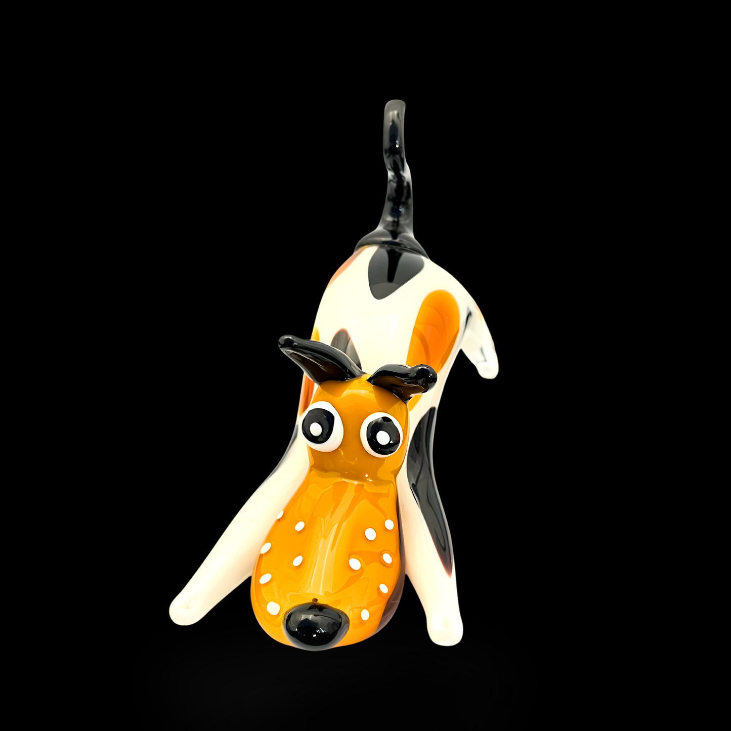 Amber Meadow Pup Handcrafted Art Glass Dog Figurine