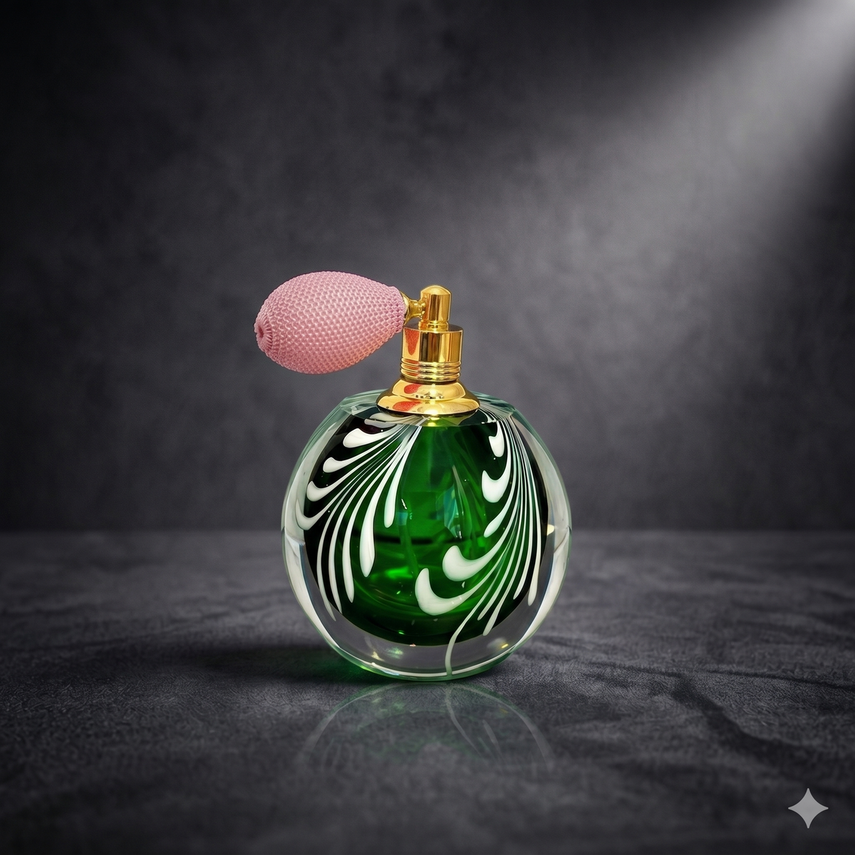 Emerald Feather Glass Perfume Bottle