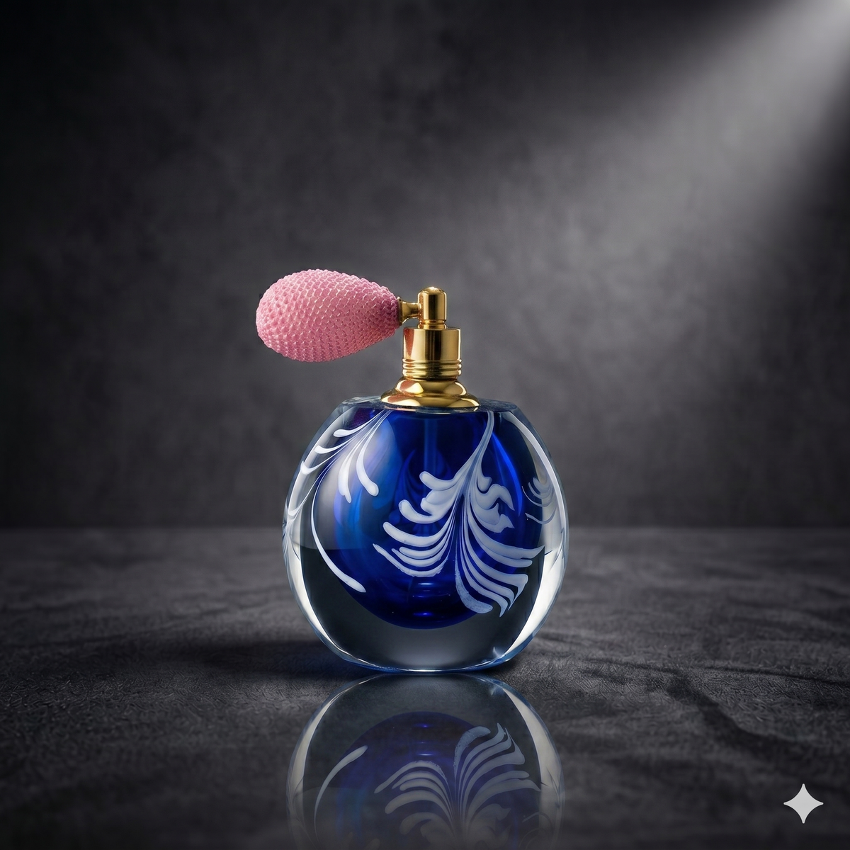 Sapphire Feather Glass Perfume Bottle