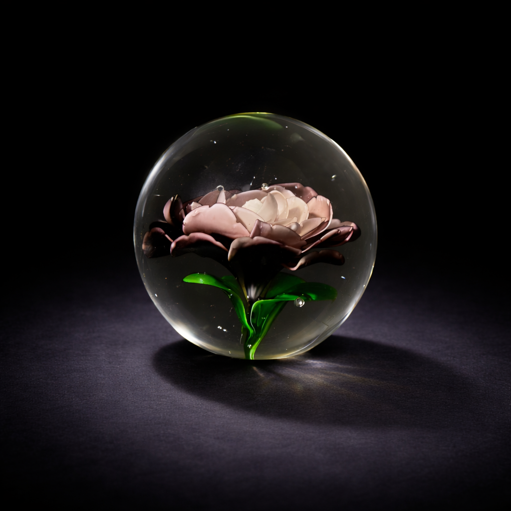 Blush Bloom Small Glass Rose Paperweight