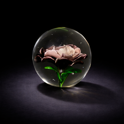 Blush Bloom Small Glass Rose Paperweight