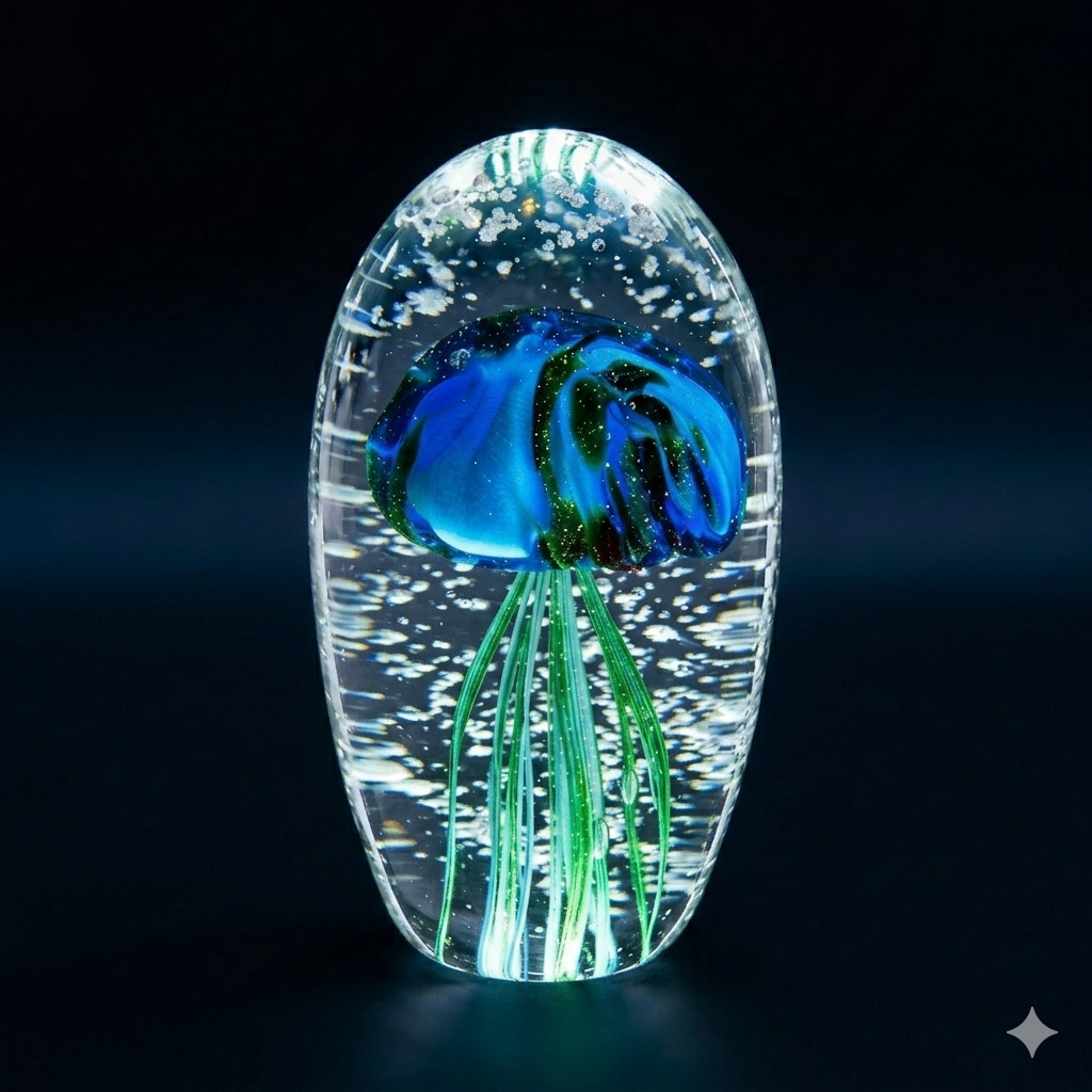 Submerged Galaxy" Dichroic Glass Jellyfish Sculpture