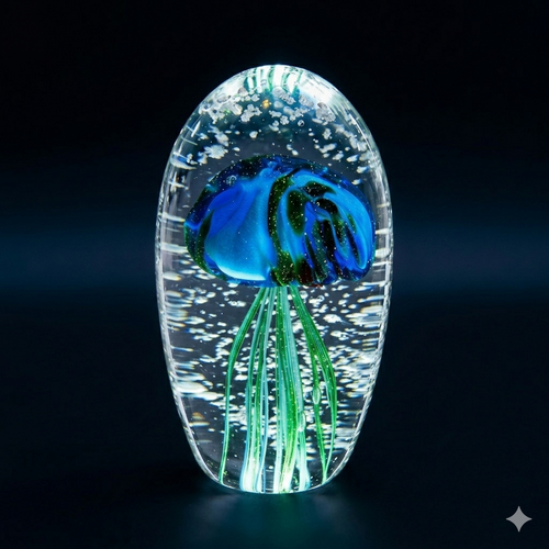 Submerged Galaxy" Dichroic Glass Jellyfish Sculpture
