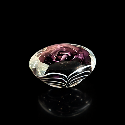 Amethyst Heart Rose Art Glass Paperweight