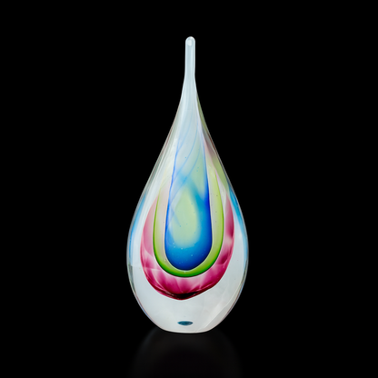 Hand Blown Teardrop Multicolor Art Ornament